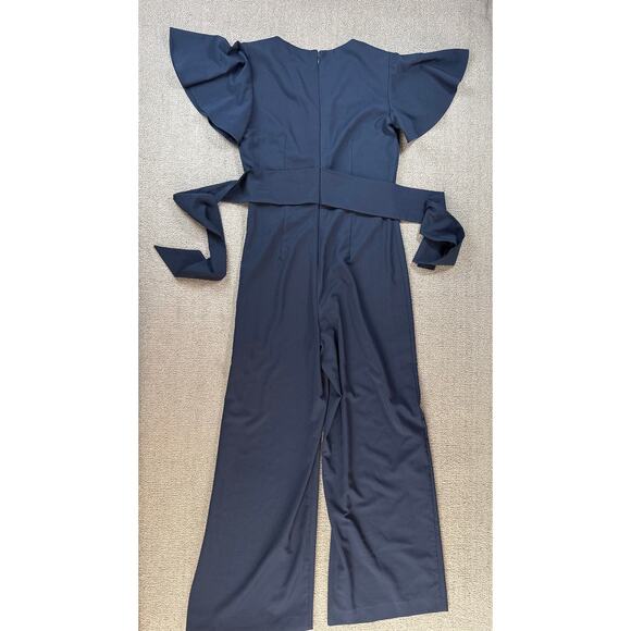 Preston & York Jumpsuit Kayla Tie Belt Classic Cocktail Evening Navy Blue Size 6 - Picture 3 of 10